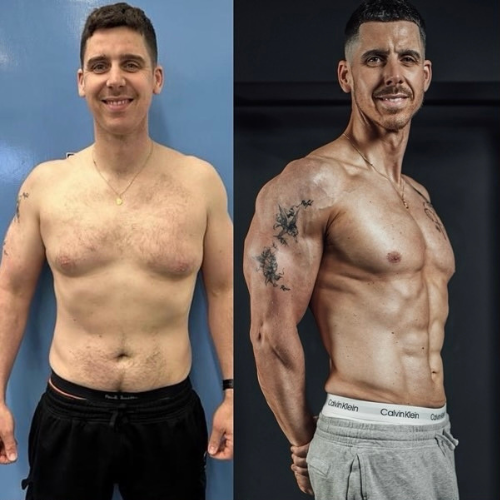 Before and after body transformation