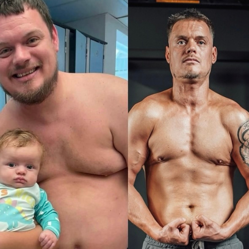 Before and after body transformation