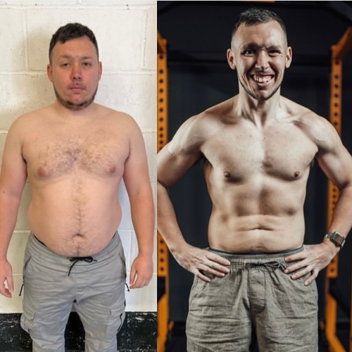 Before and after body transformation